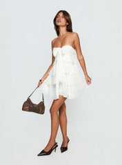 Kalari Strapless Layered Mini Dress White