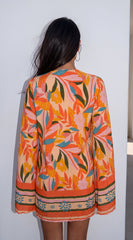 Bella Tropical Mini Dress - Orange Multi