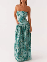 Ruched Printed Tube Maxi Dress