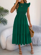 Smocked Ruffled Cap Sleeve Dress
