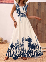 Printed Square Neck Maxi Dress