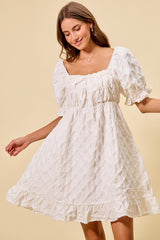 SO ME Texture Woven Ruching On Bust Mini Dress