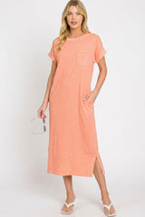 Zenana Washed Exposed Seam Short Sleeve T-Shirt Dress