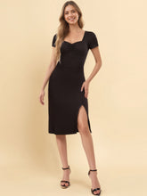 Sweetheart Neck Short Sleeve Slit Dress