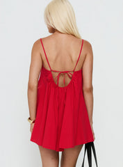 Loveless Strappy Babydoll Mini Dress Red