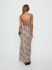 Baley Bias Cut Frill Maxi Dress Paisley