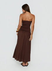 Tinsie Strapless Maxi Dress Chocolate Brown