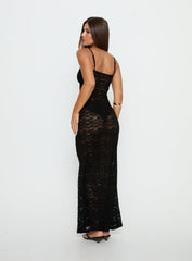 Blackpool Lace V Neck Maxi Dress Black