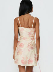 Mienna Cowl Neck Mini Dress Yellow / Pink Floral