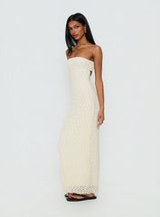 Aryela Strapless Textured Maxi Dress Cream