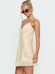 Aloura Spliced Lace Mini Dress Butter