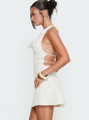 Kaimeila Halter Sequin Mini Dress Cream