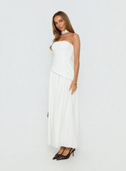 Odela Strapless Scarf Drop Waist Maxi Dress White