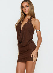 Lanelle Ring Detail Mini Dress Chocolate