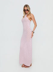 Jorda Halter Crochet Maxi Dress Pink