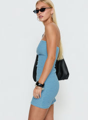 Dylana Strapless Mini Dress Blue Stripe