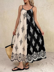Color Block Floral Print Cami Dress