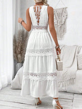 Full Size Lace Tied Swiss Dot Sleeveless Maxi Dress Plus Size