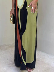 Contrast Strapless Maxi Dress