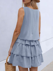 Sleeveless Ruffle Layered Mini Dress