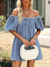 Off-Shoulder Tie-Front Denim Dress