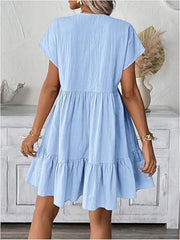 Short Sleeve Ruffle Hem Mini Dress