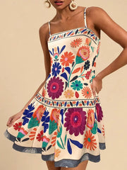 Floral Print Sleeveless Mini Dress