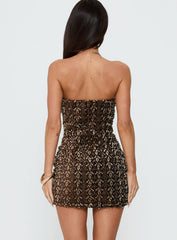 Zaraya Strapless Mini Dress Bronze