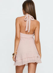 Miravelle Halter Frill Mini Dress Light Pink