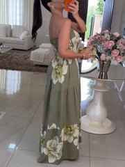 Floral Print Smocked Tube Maxi Dress