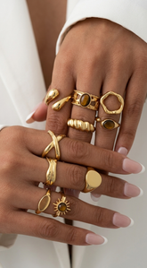 Genevieve Luxe 10 Piece Ring Set - Gold