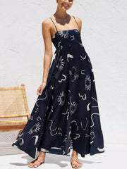 Printed Spaghetti Strap Maxi Dress