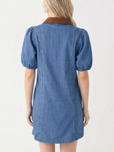 Button-Down Short Sleeve Denim Dress