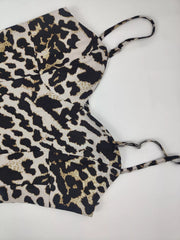 Leopard Sweetheart Neck Maxi Dress