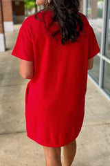 Sequin Trim Stars and Stripes Bow Patched T Shirt Mini Dress