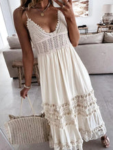 Full Size Bohemian Crochet Trimmed Cami Dress with Tassel Trim Plus Size