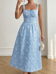 Floral Tie-Front A-Line Midi Dress