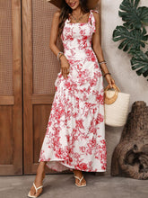 Floral Print Tie Strap Maxi Dress