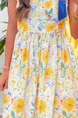 Floral Print Tie-Shoulder Midi Dress