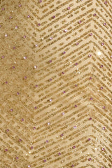 Embellished Cowl-Neck Maxi Dress in Gold