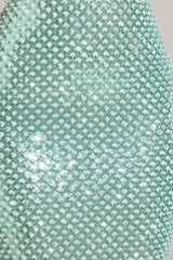 Embellished Cowl-Neck Maxi Dress in Aqua Blue
