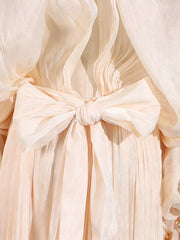 Tie Front Balloon Sleeve Midi Dress