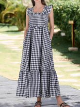 Ruffled Sleeveless Gingham Midi Dress