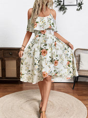 Floral Print Cold Shoulder Cami Dress