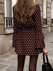 Polka Dot Long Sleeve Mini Dress