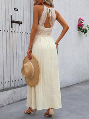 Lace Trim V-Neck Maxi Dress