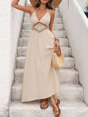 Backless Halter Neck Maxi Dress