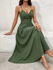 Lace Trim Spaghetti Strap Maxi Dress