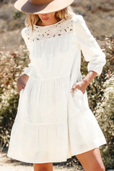 3/4 Sleeve Tiered Mini Dress
