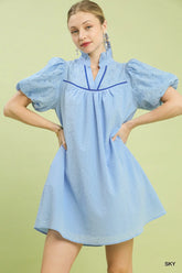 Umgee Puff Sleeve Textured Babydoll Dress